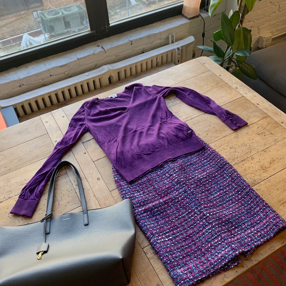 Lacoste Deep Purple V-Neck Sweater Women's
